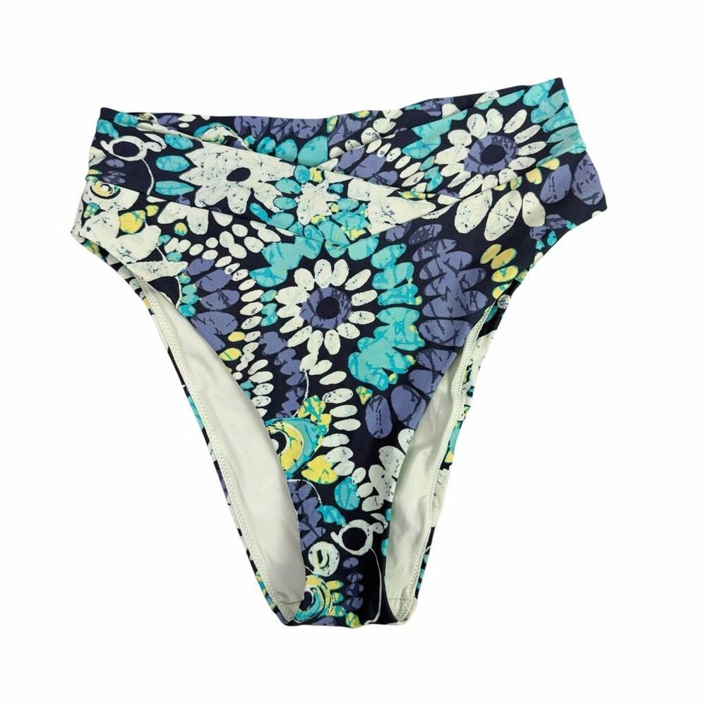 Aerie Large High Cut Cheeky Blue Floral Swim Bottom